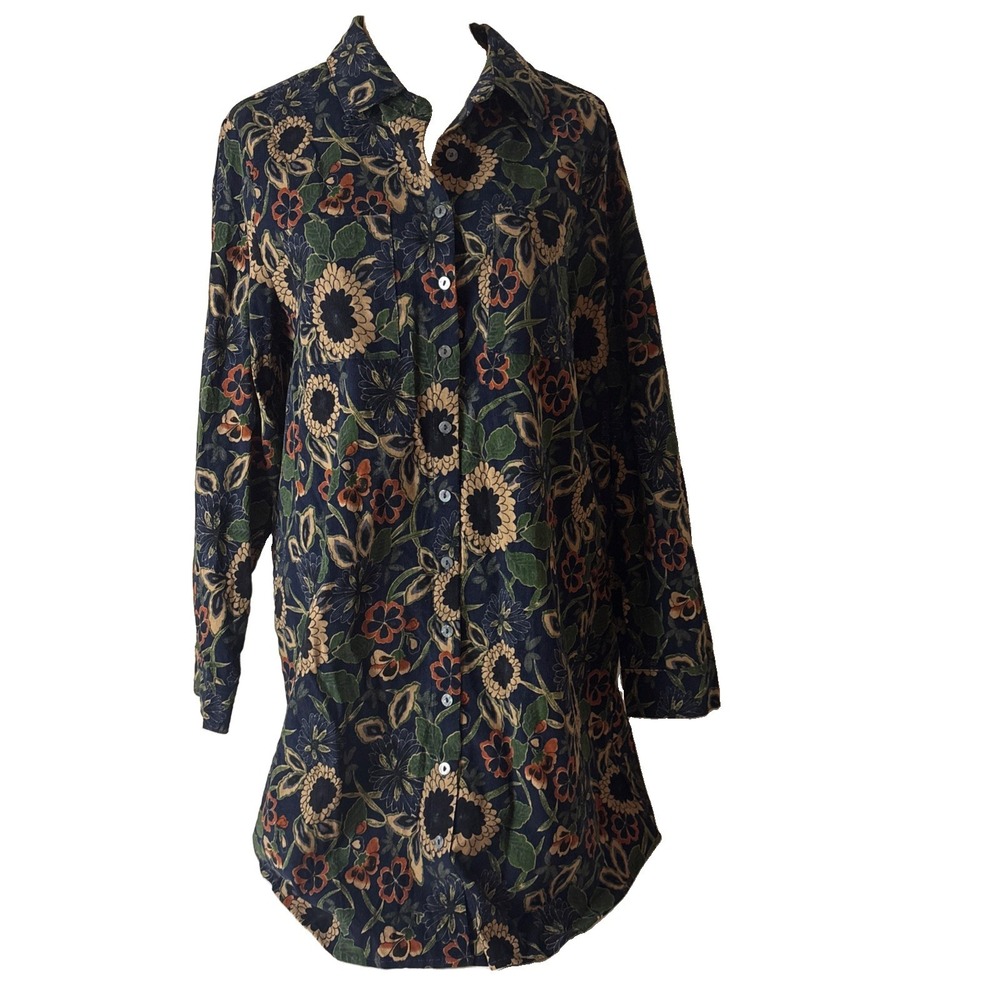 NEW Natural Life Womens M Moody Floral Button up Rocky Corduroy Mini Dress
